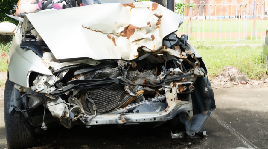 Image of a car accident that happened while aggressive driving, Issa Castro Law Firm.