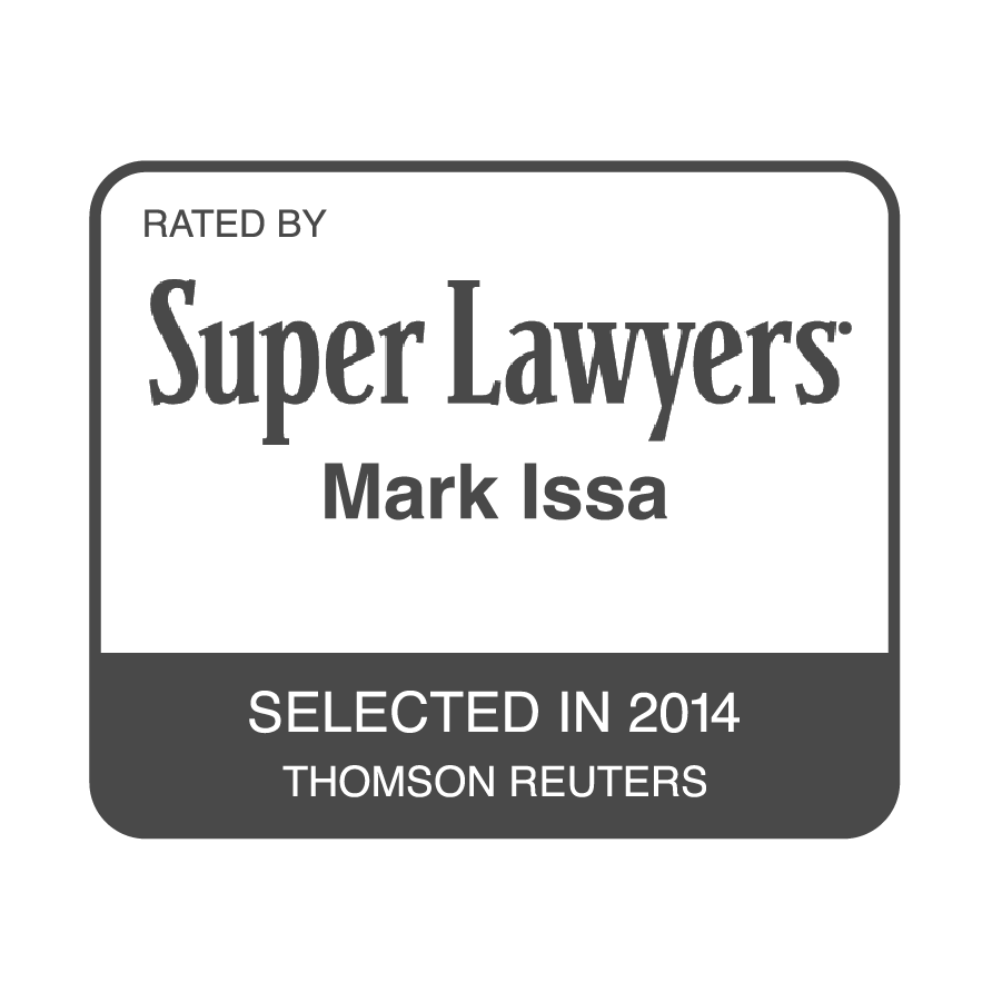 Image of a logo for super lawyers, Mark Issa.