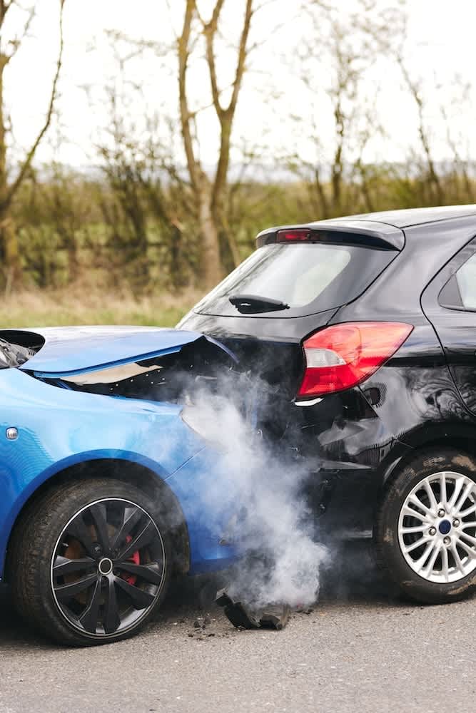Two Vehicle front row collision